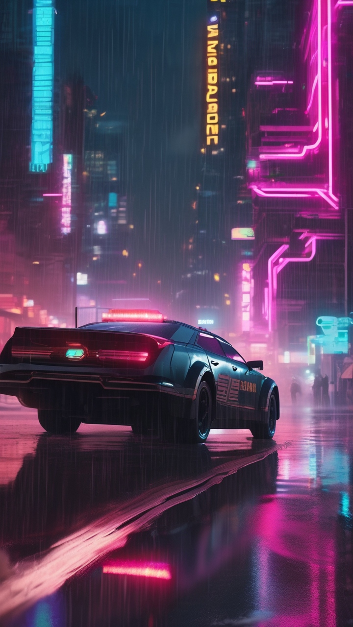 Cyberpunk police chase