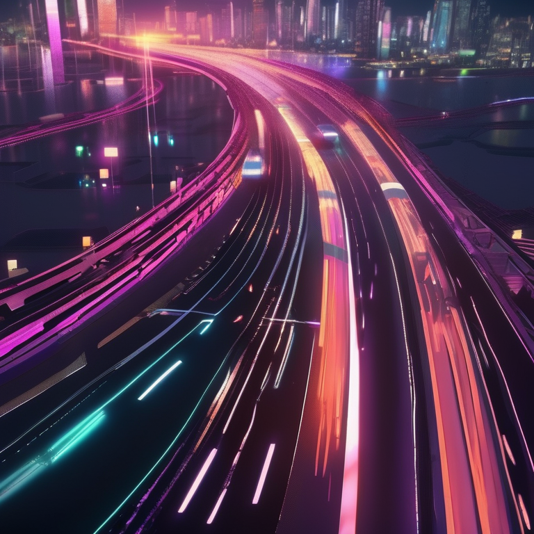 Cyberpunk highway at night