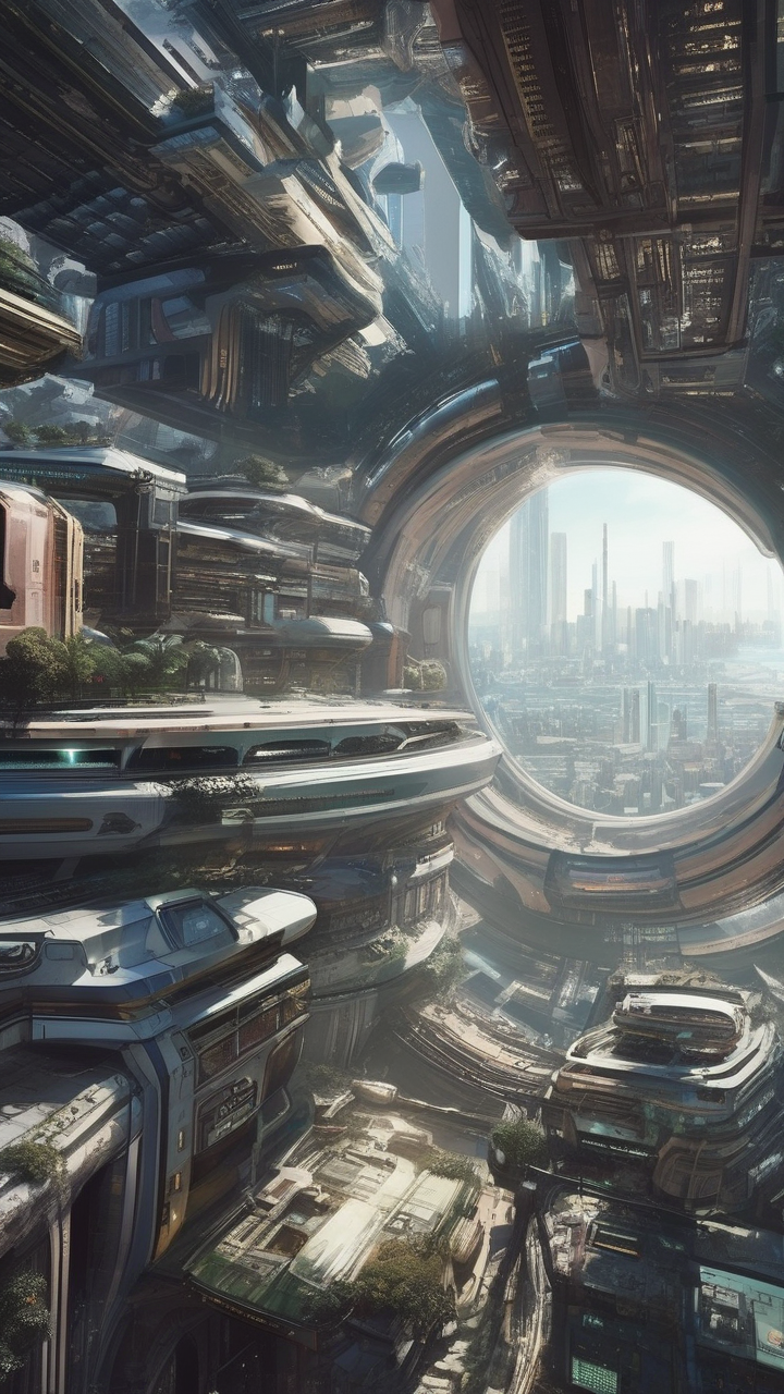 Zero-gravity cyberpunk habitat