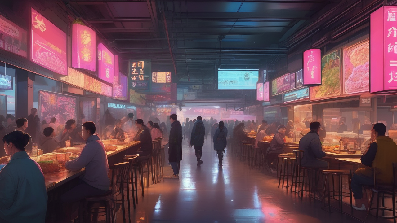 Cyberpunk food court