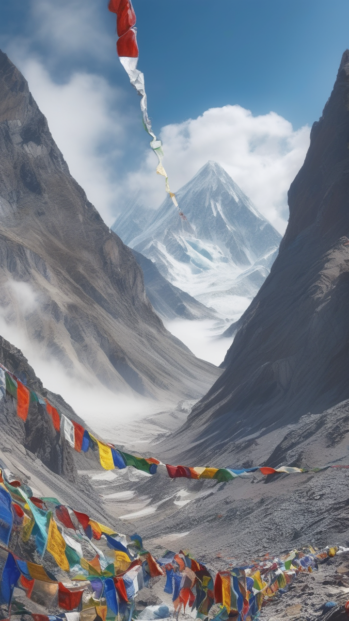 Himalayan mountain pass above the clouds