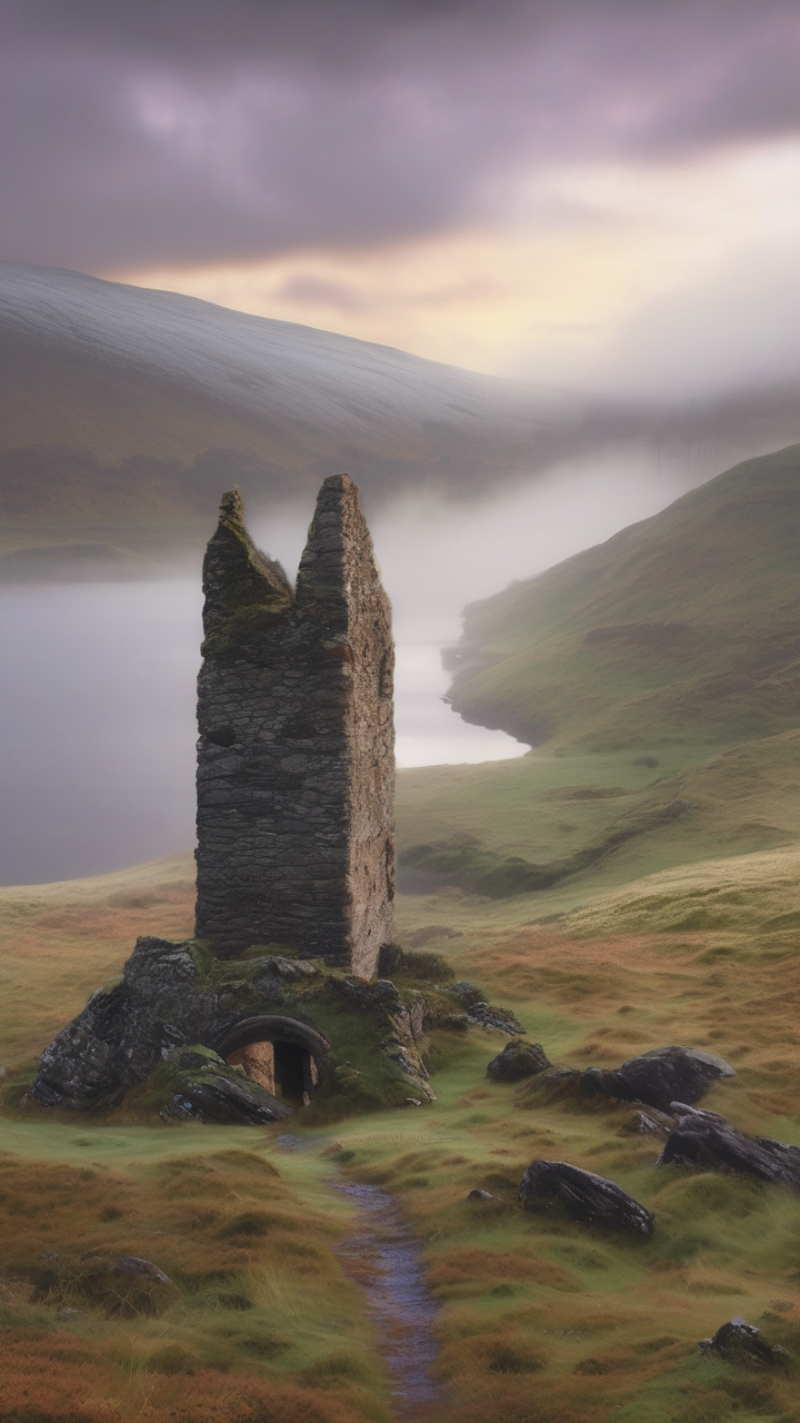 Scottish Highlands morning fog