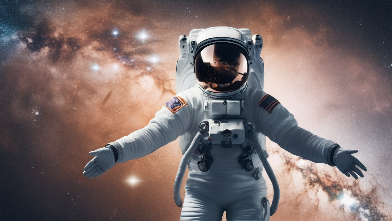 Astronaut floating in open space