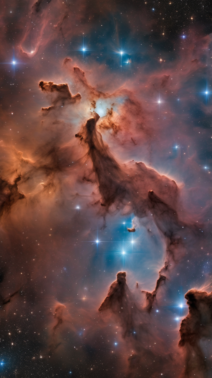 Nebula nursery — stars being born in pillars of colorful gas and dust