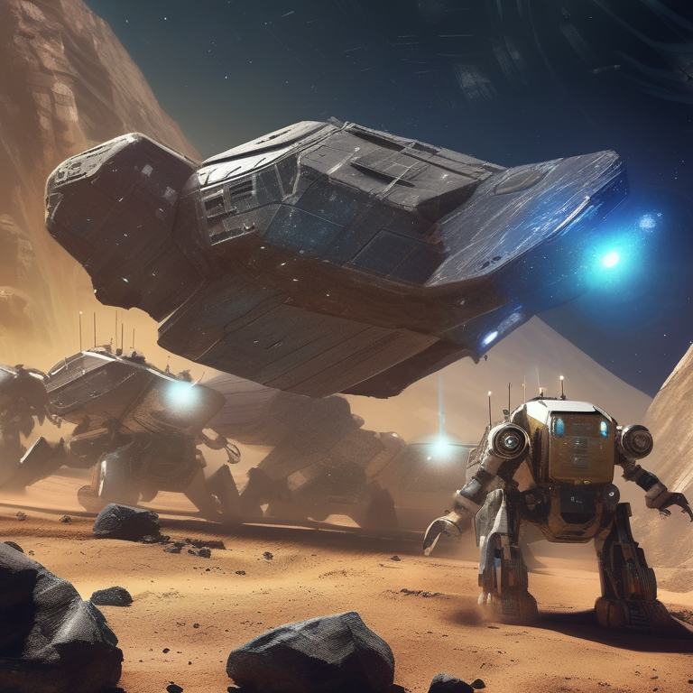 An asteroid mining operation