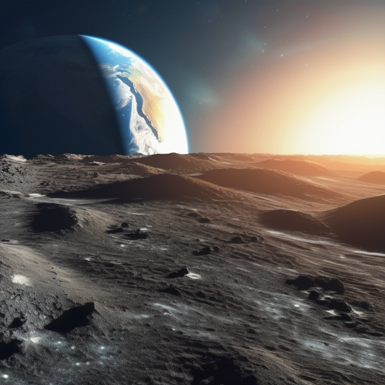 Sunrise from the Moon looking at Earth