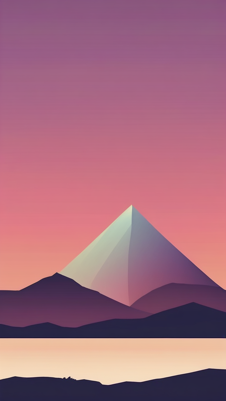 Minimal mountain silhouette at sunrise
