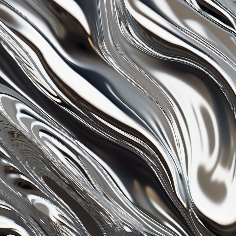 Abstract liquid chrome flowing in slow motion
