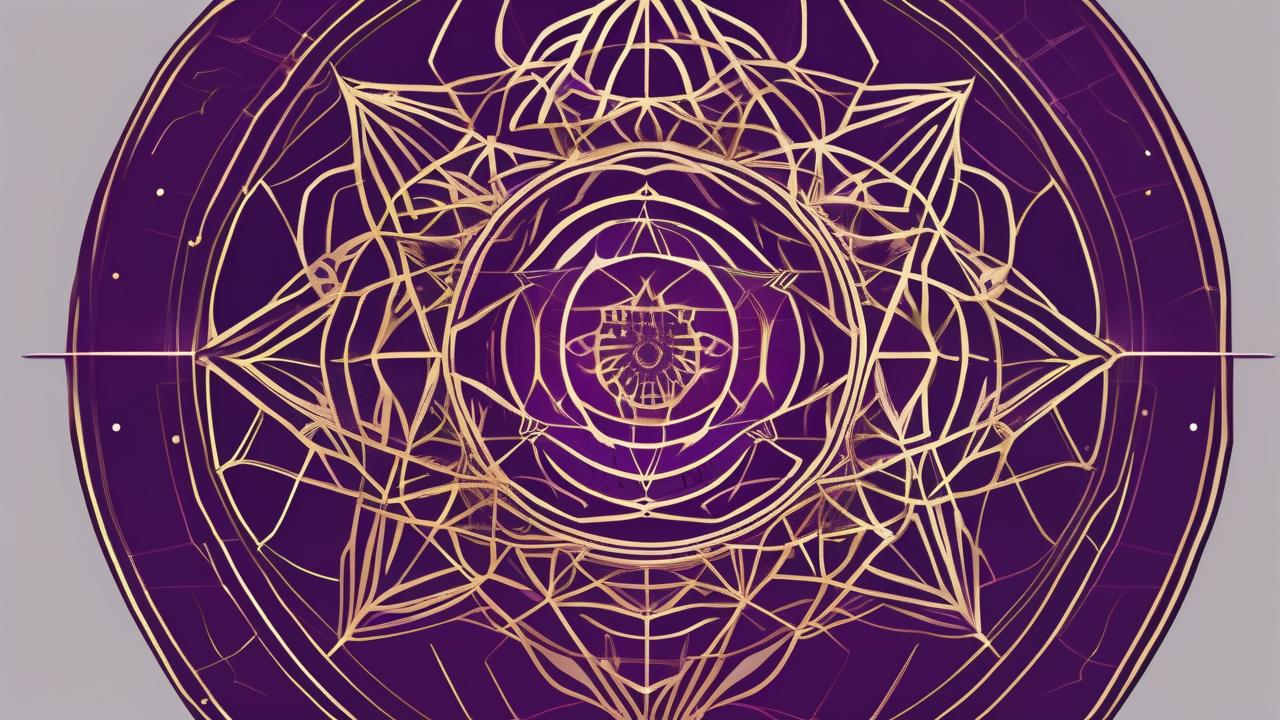 Sacred geometry mandala — precise golden ratio pattern on deep purple
