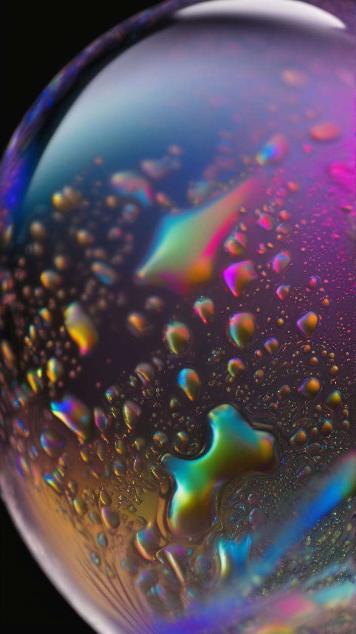 Soap bubble macro — iridescent surface