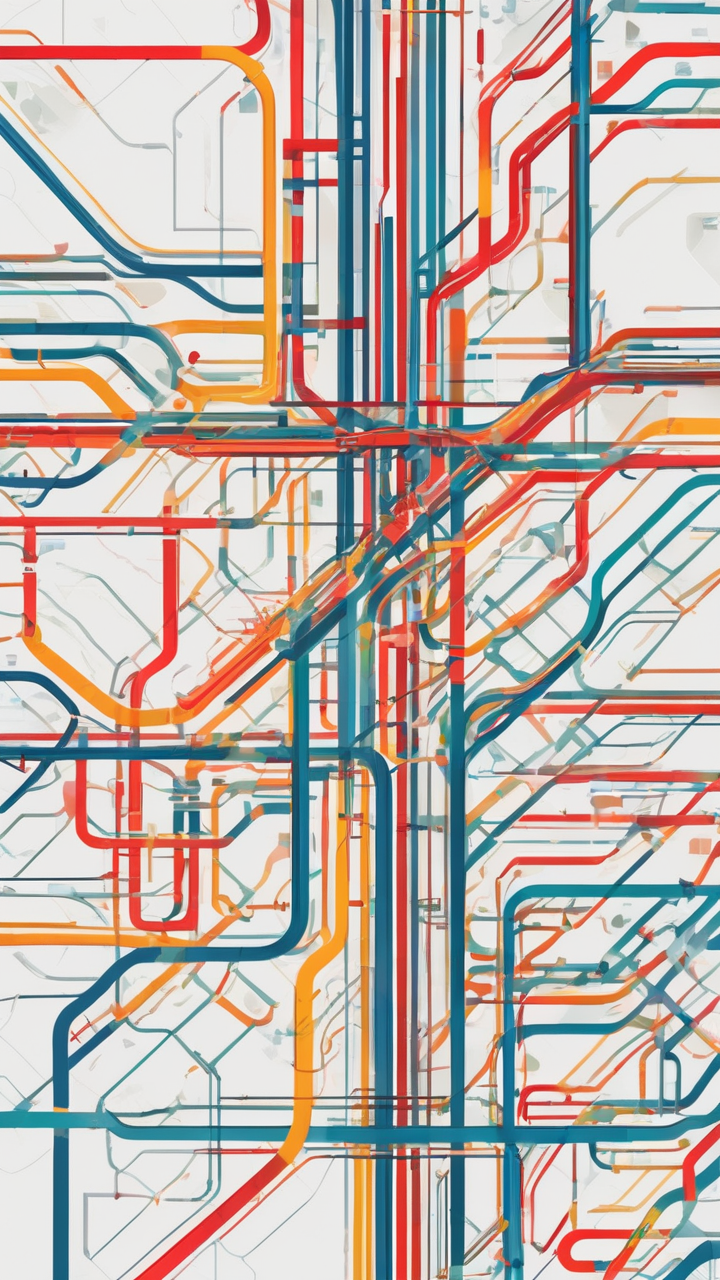 Minimal map art — stylized Tokyo metro lines as abstract geometry