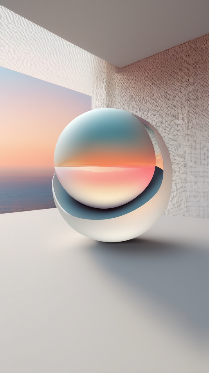 Gradient sphere on white — a perfectly lit 3D ball with a sunrise color gradient