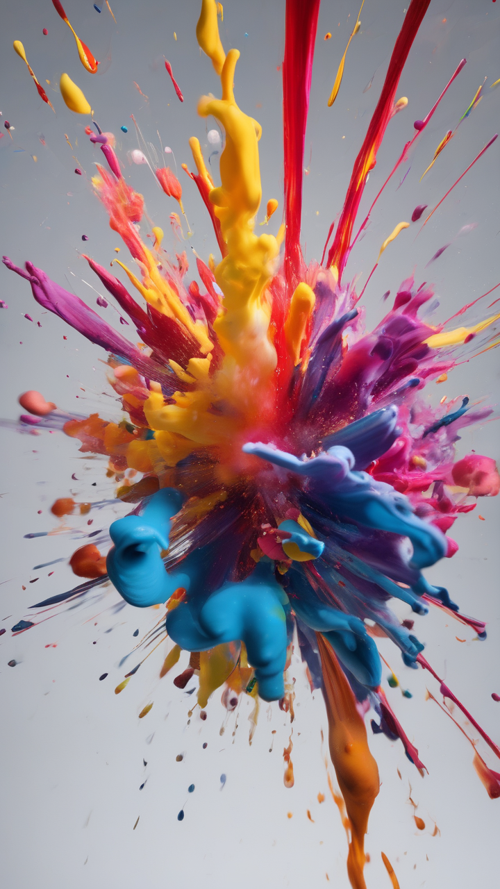 Abstract color explosion — a moment of paint being flicked