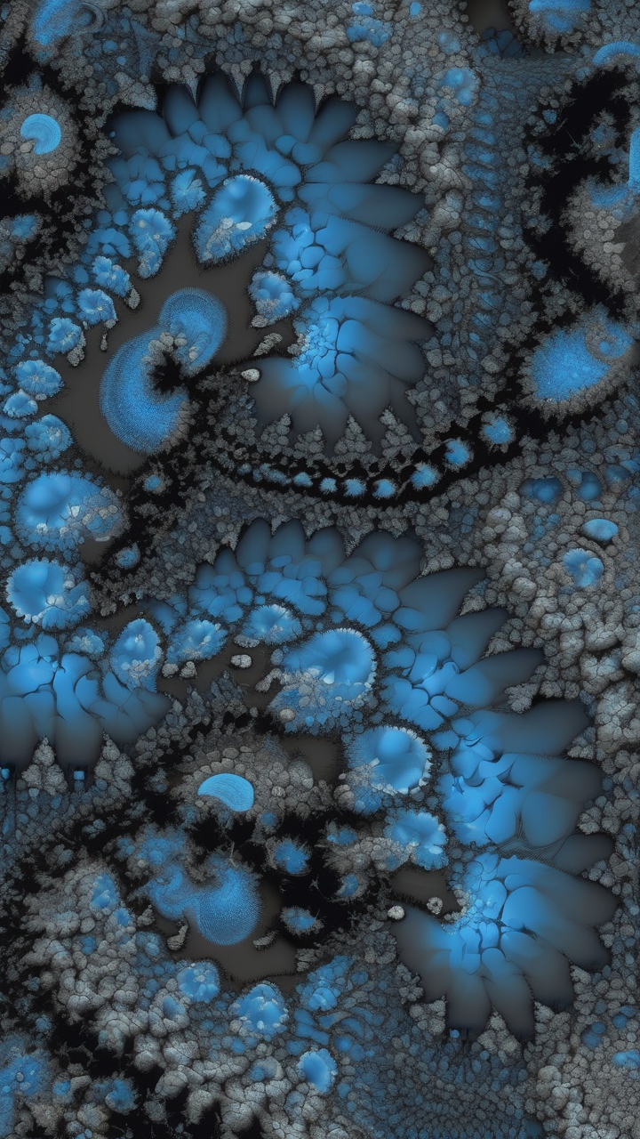 Mathematical beauty — the Mandelbrot set rendered in high detail with electric blue and black coloring