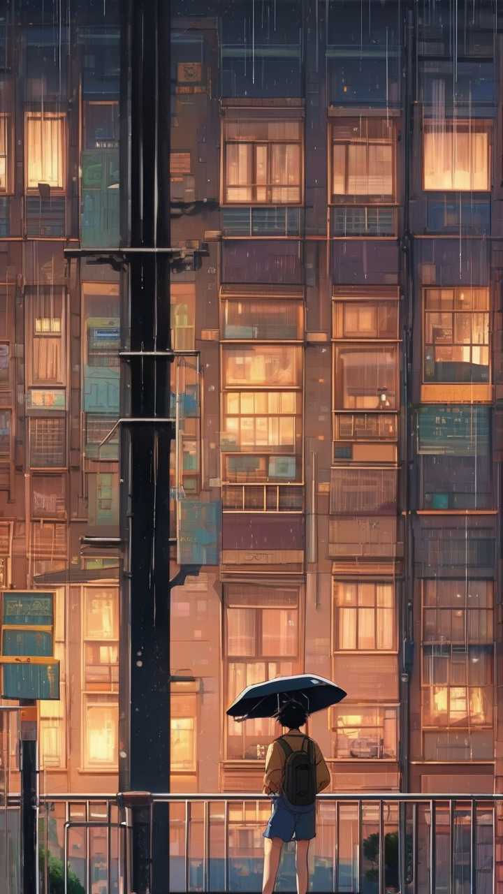 Anime cityscape at night