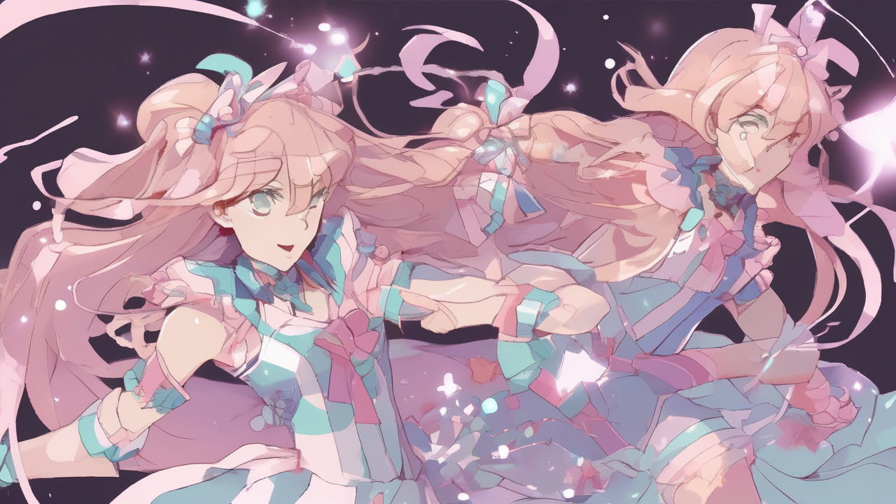 Anime magical girl transformation sequence still