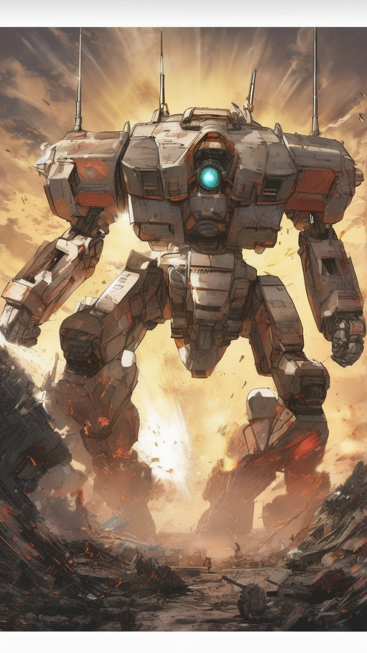 Mecha battle in orbit