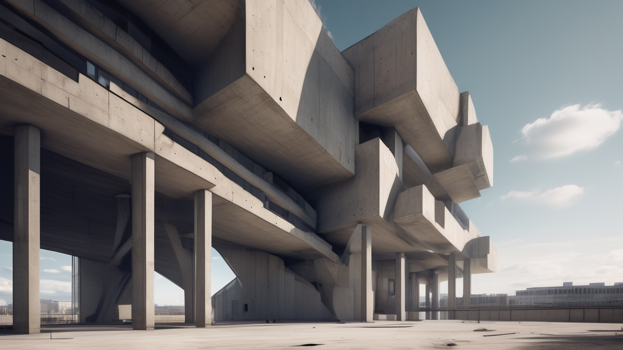 Brutalist concrete megastructure