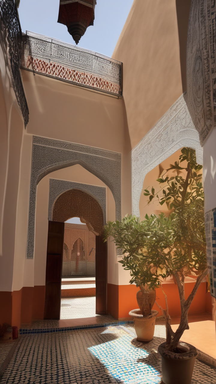 Moroccan riad at noon