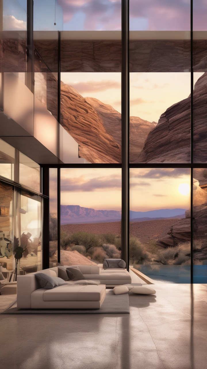 Desert modernist home — floor-to-ceiling glass