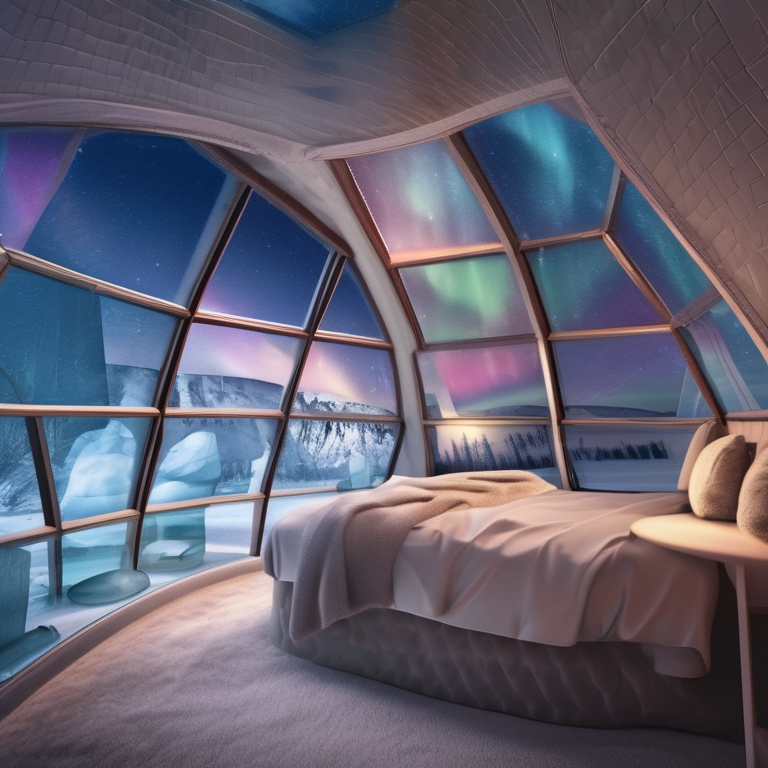 A glass igloo hotel suite in the Arctic