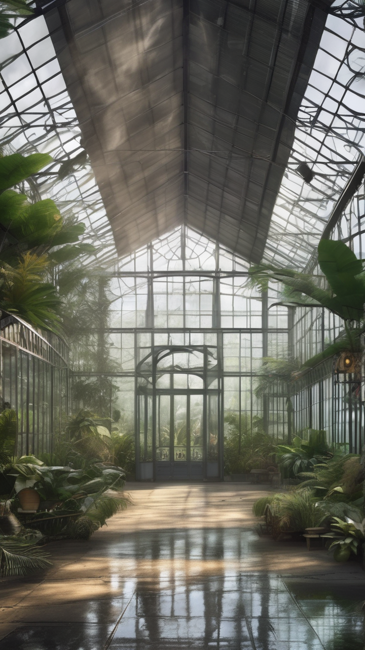 A giant greenhouse botanical garden