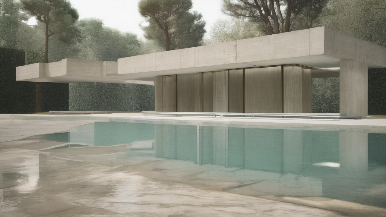 Modernist Barcelona pavilion by Mies van der Rohe — travertine