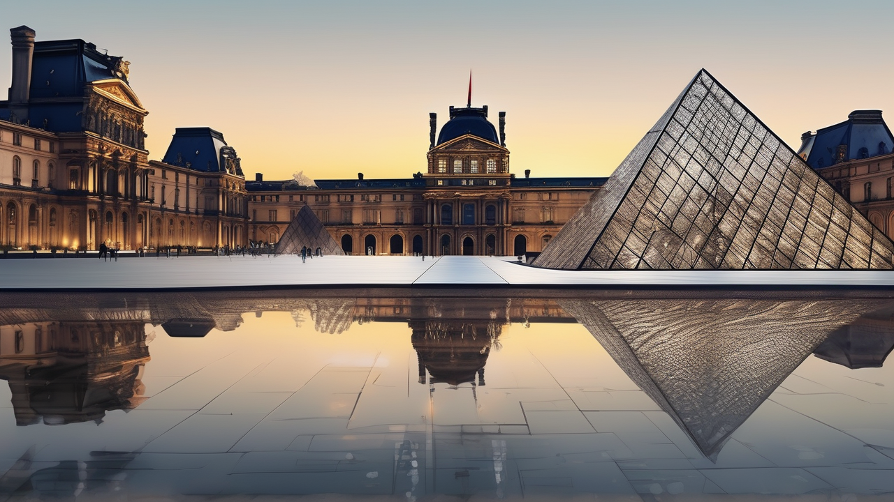 Louvre Pyramid at night