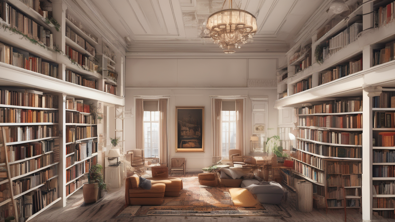 A bookshop interior — floor-to-ceiling shelves