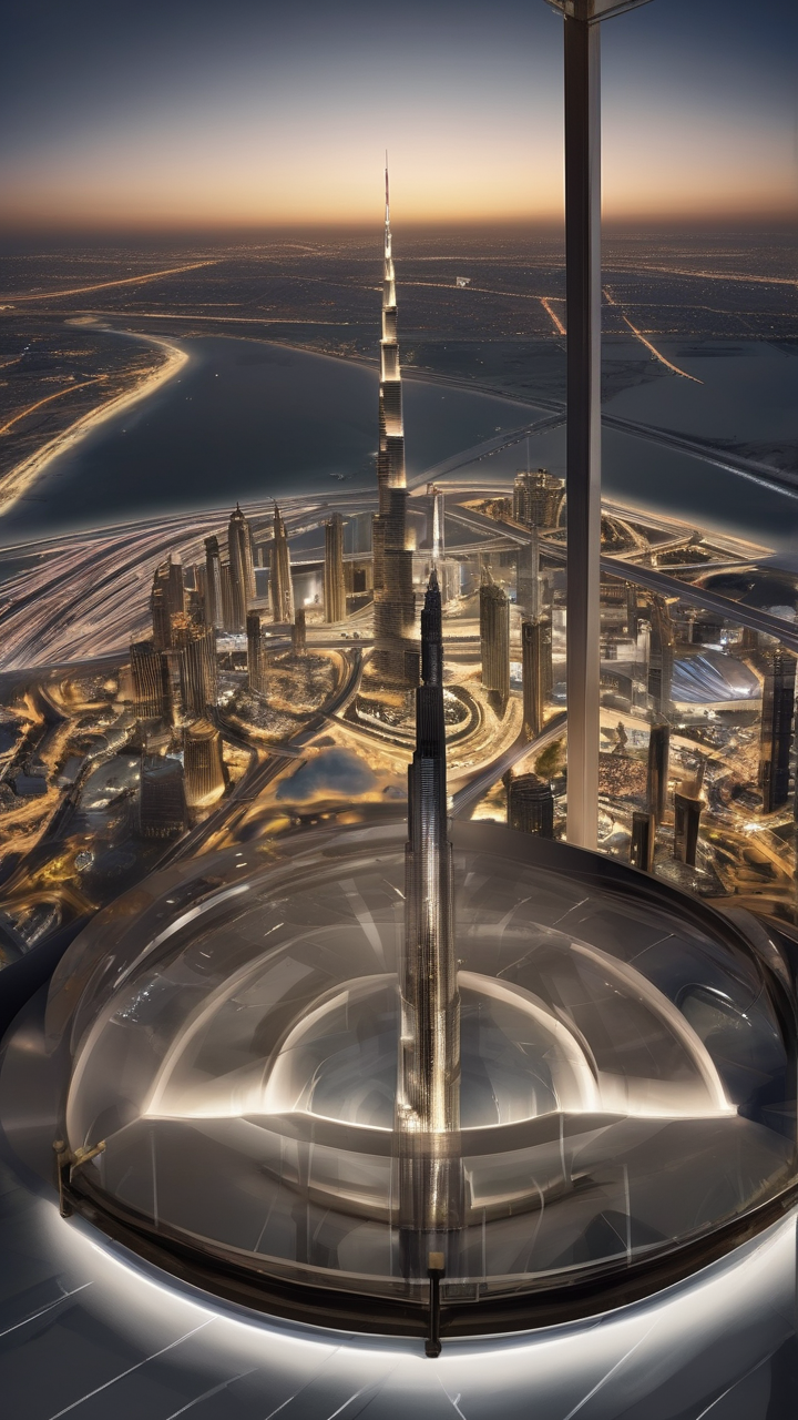 The Burj Khalifa observation deck at night