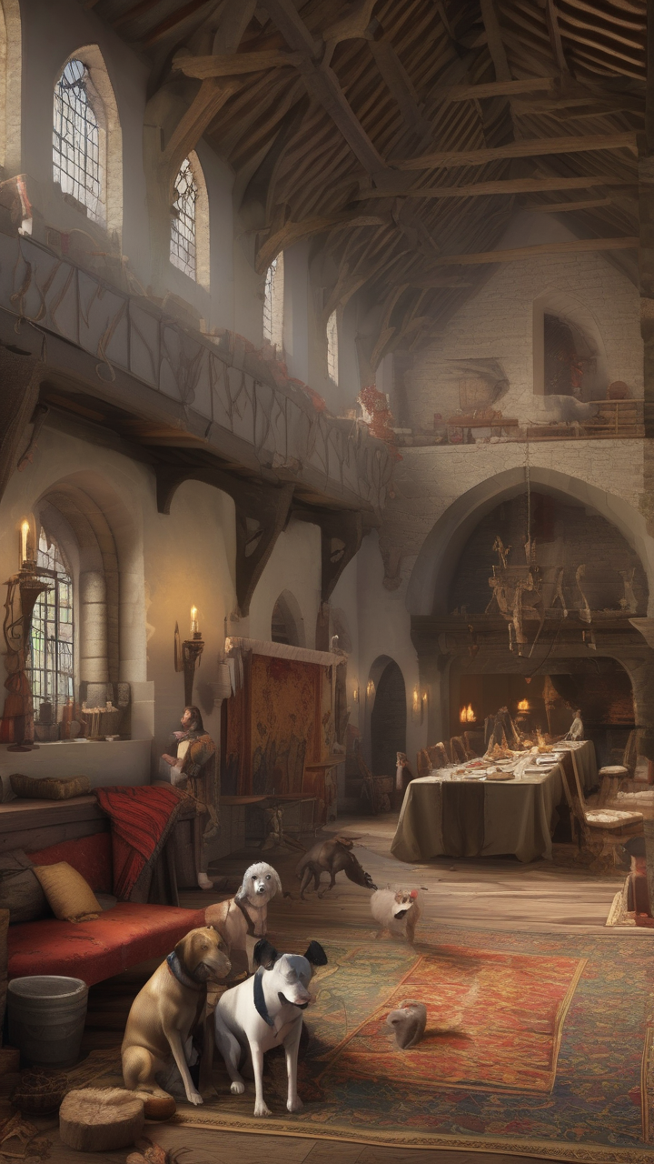 Medieval castle great hall — a feast in progress
