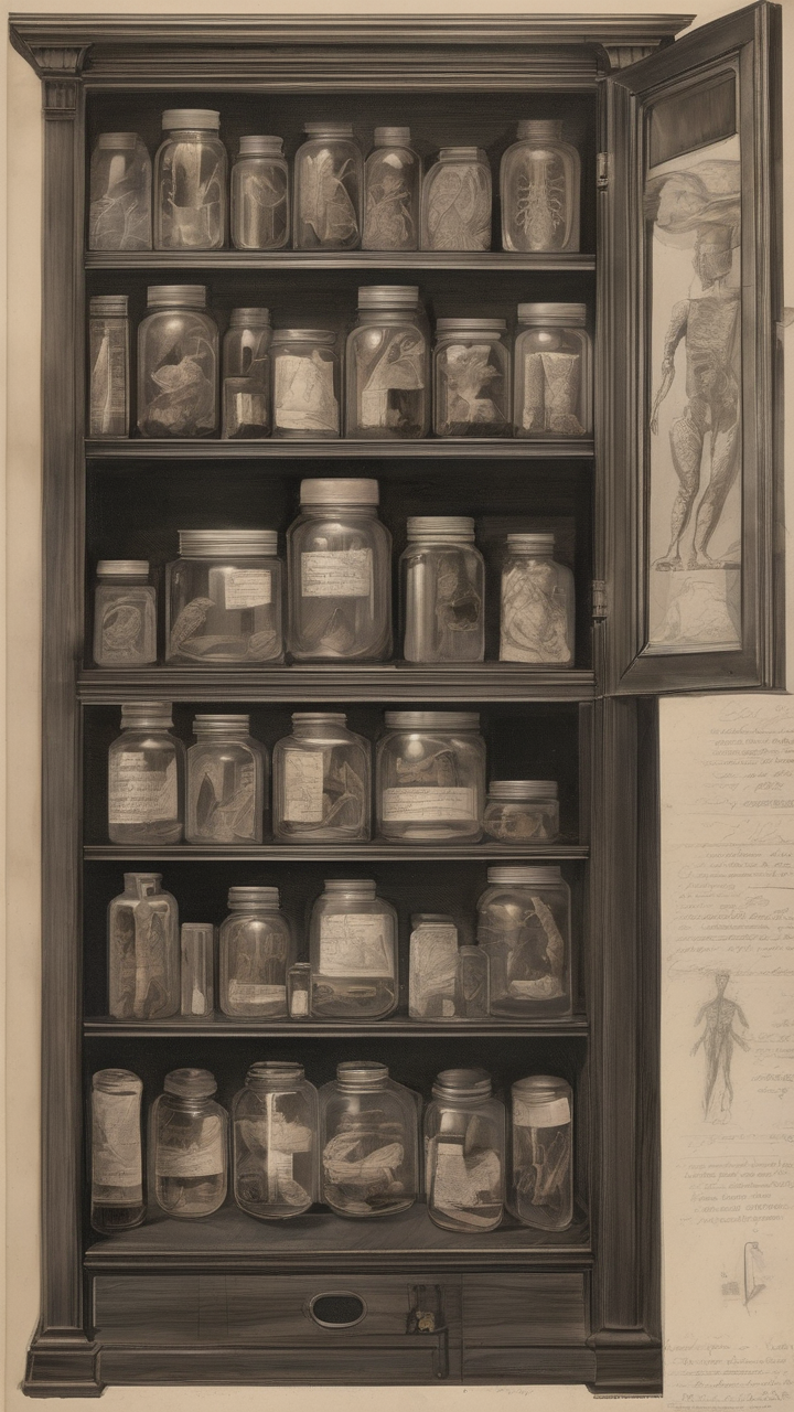A Victorian surgeon's cabinet — specimen jars