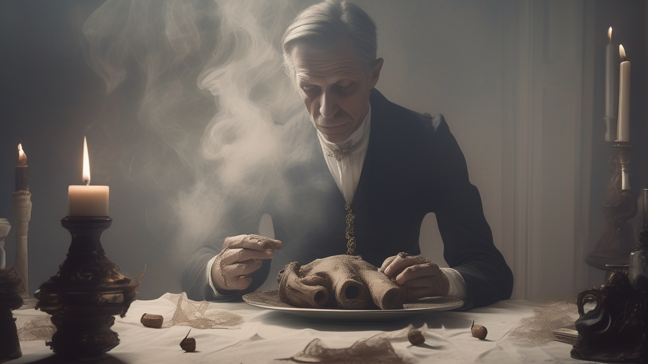 Victorian séance scene — candlelit table