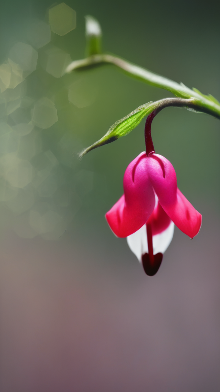 A bleeding-heart flower in extreme macro