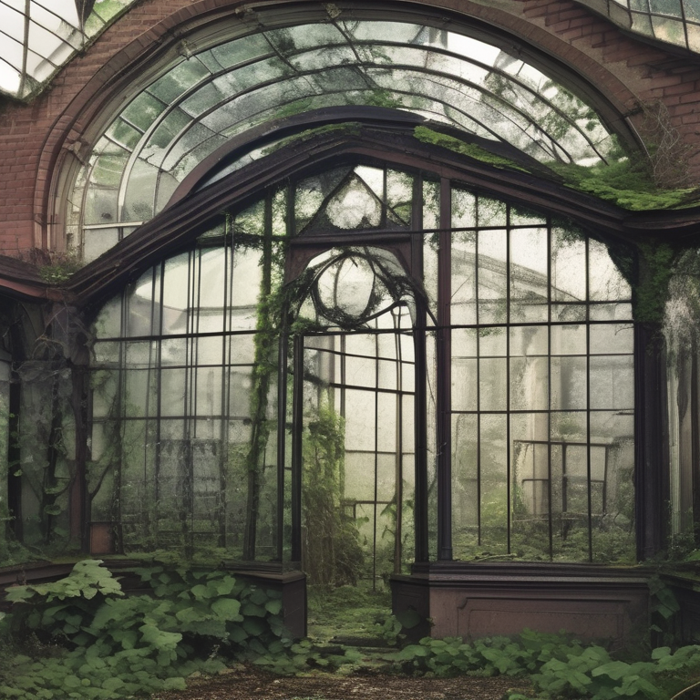 Ruins of a Victorian glass conservatory