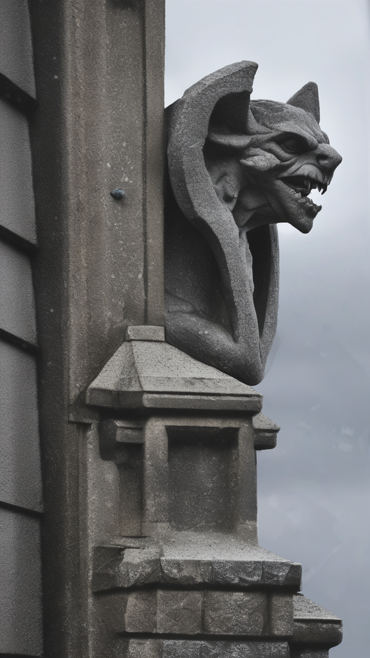 Gothic gargoyle face in perfect detail