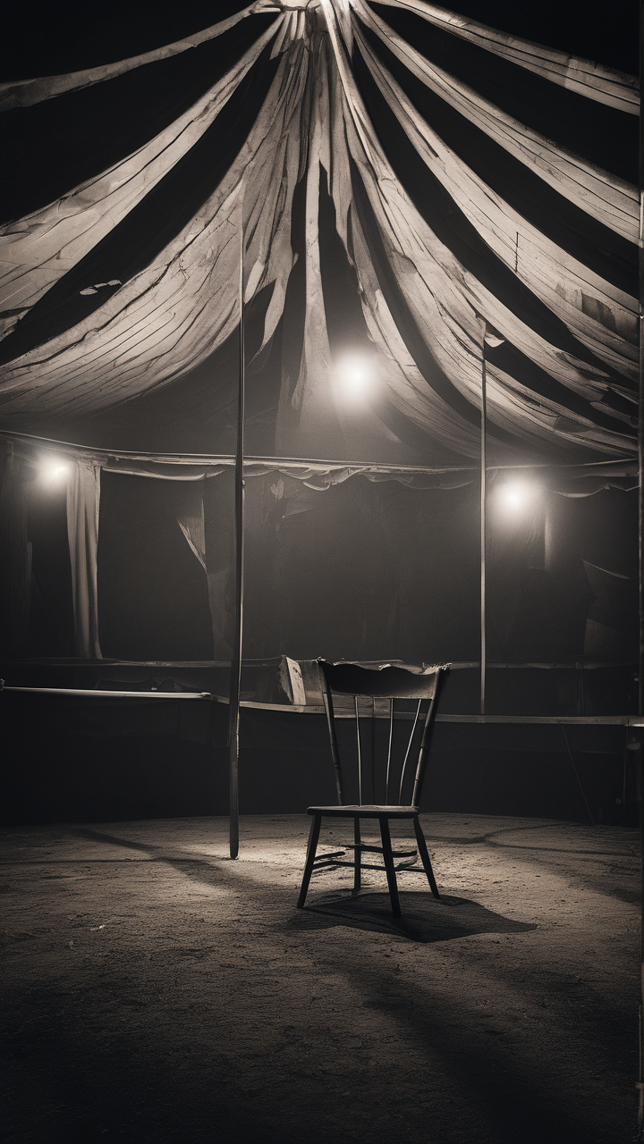 Dark circus — an empty big top at night
