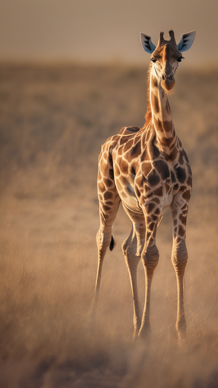 A newborn giraffe taking its first steps