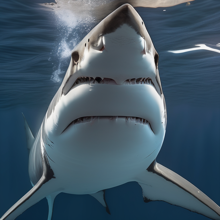 Great white shark photographed at the surface