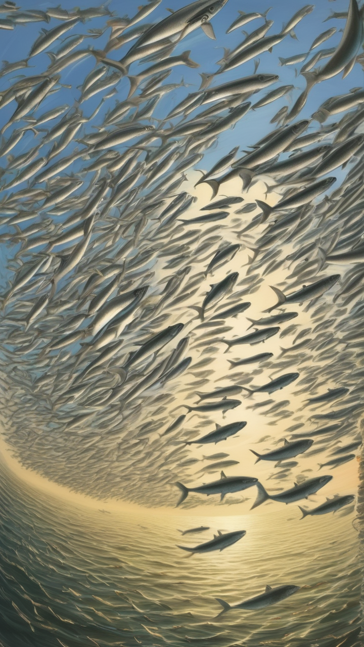 Shoal of sardines in a bait ball formation