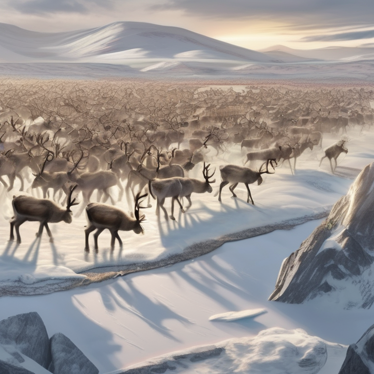 Wild reindeer migration across the Arctic tundra