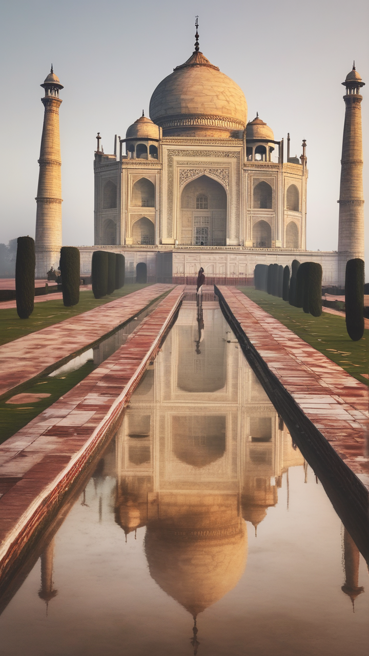 The Taj Mahal at sunrise