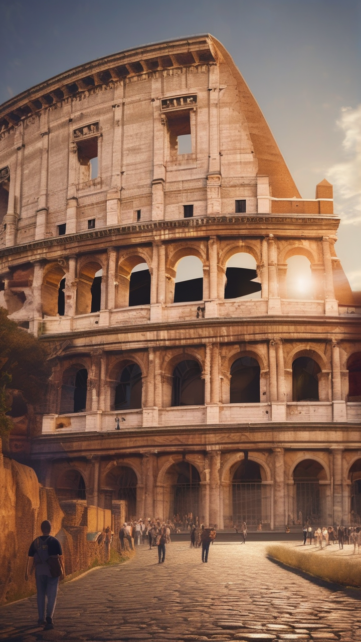The Colosseum in Rome at sunset