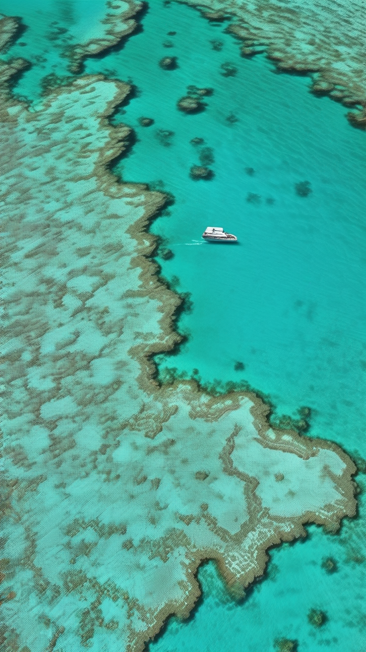 The Great Barrier Reef from above — mosaic of coral in crystal turquoise water