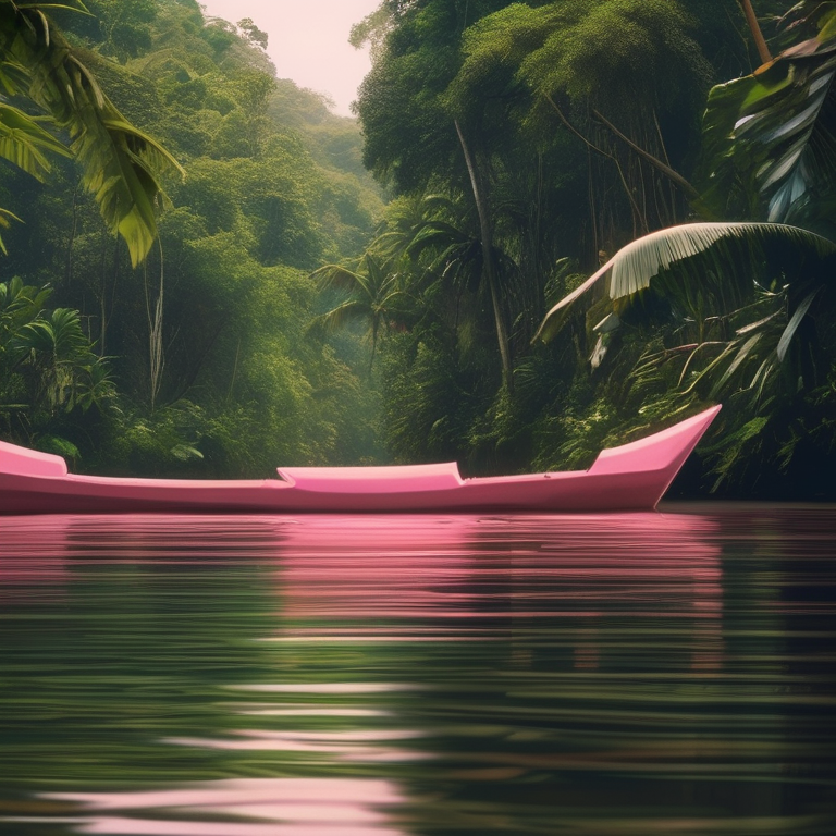 The Amazon river seen from a canoe — dense jungle walls