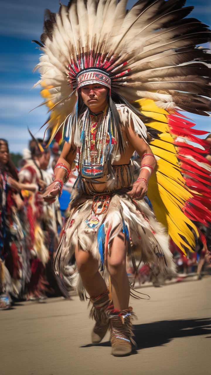 Native American powwow — dancer in full regalia