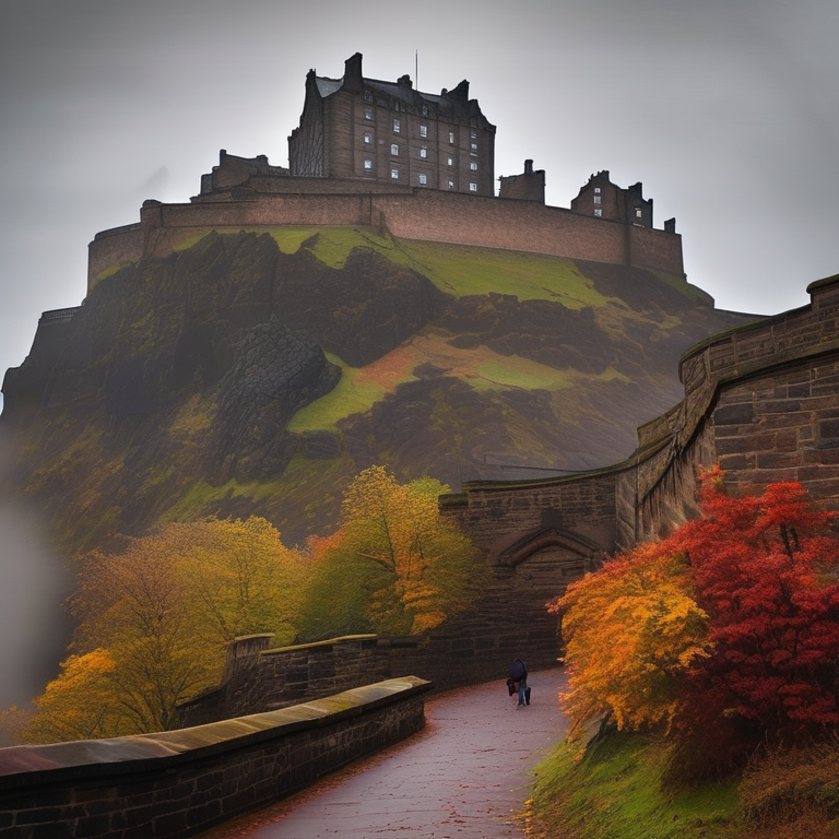 Edinburgh Castle in autumn mist
