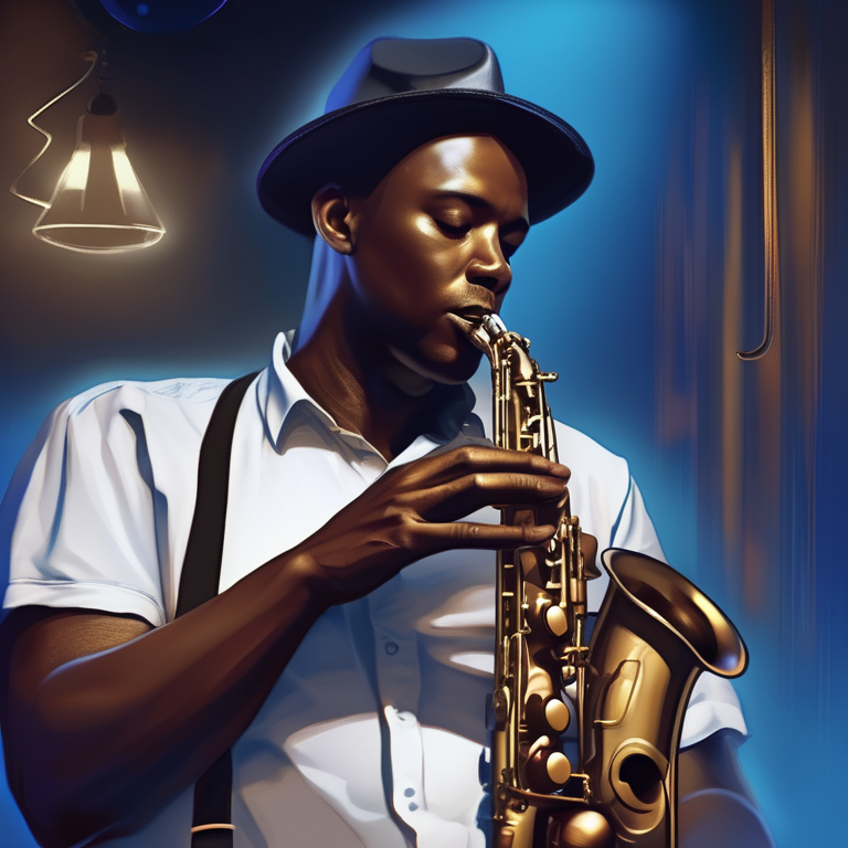 A jazz musician in a dim club