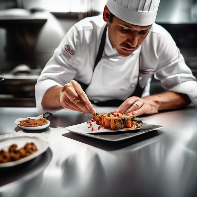 A chef at the moment of perfect plating