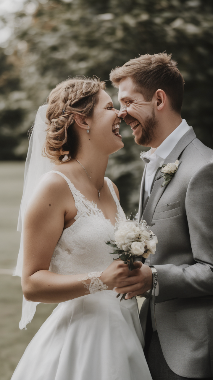 A young couple on their wedding day